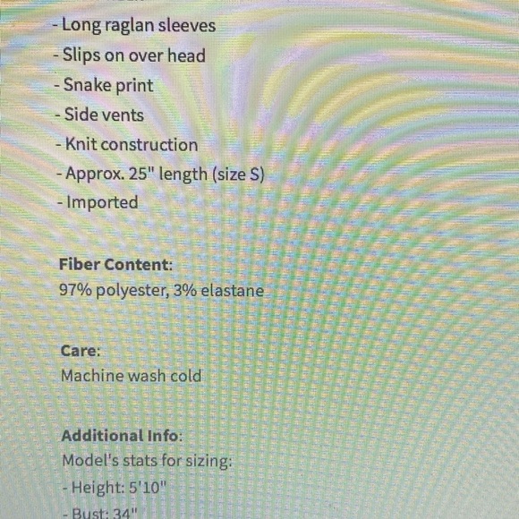 SALE Philosophy snake pattern LS turtleneck top - Picture 5 of 5